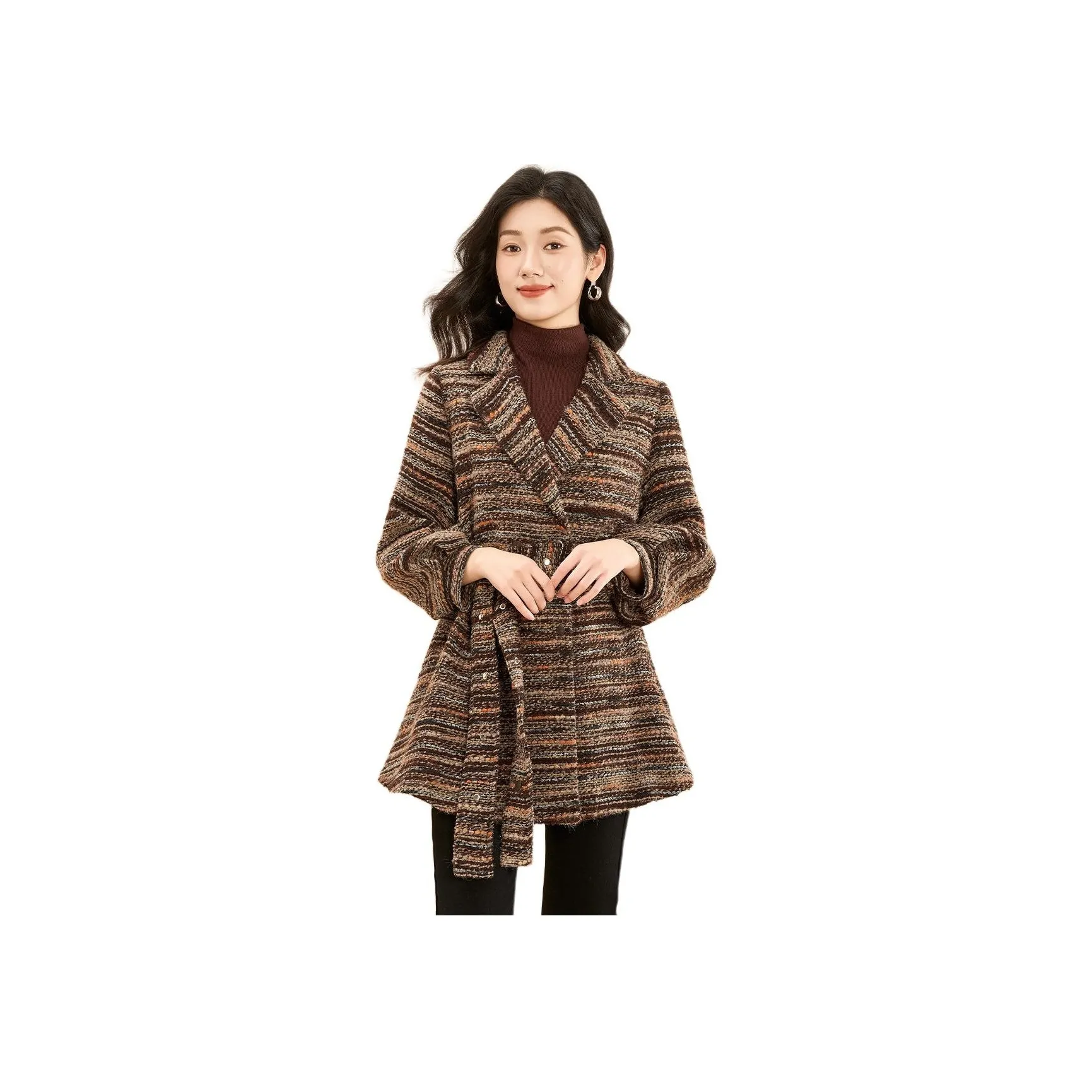 Mylan Spring, Fall Coat Cinched Waist Women's Coffee Orange Collection Brand, Get Activity Alerts On Time