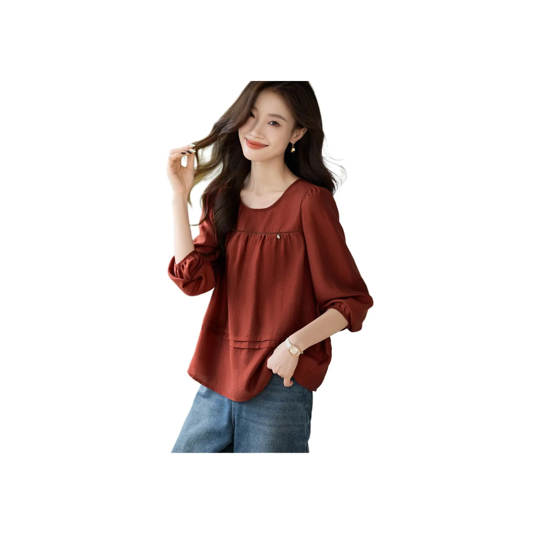 MOHANYIMEI Red Women's Shirts MOHANYIMEI Красный Женские Рубашки
