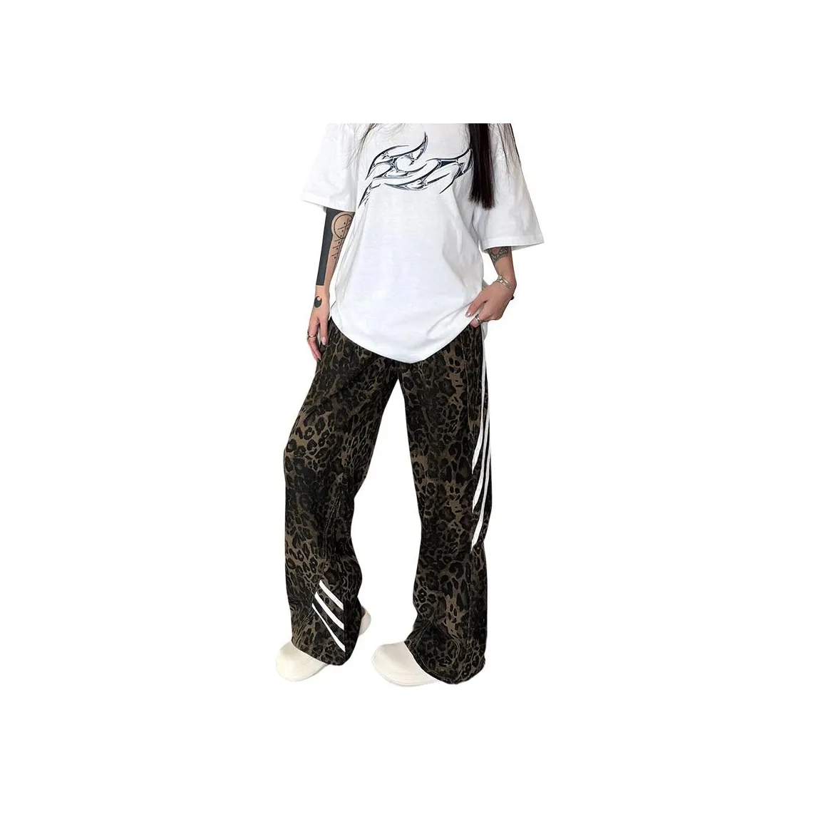 MGXEK Леопардовый принт Унисекс Джинсы