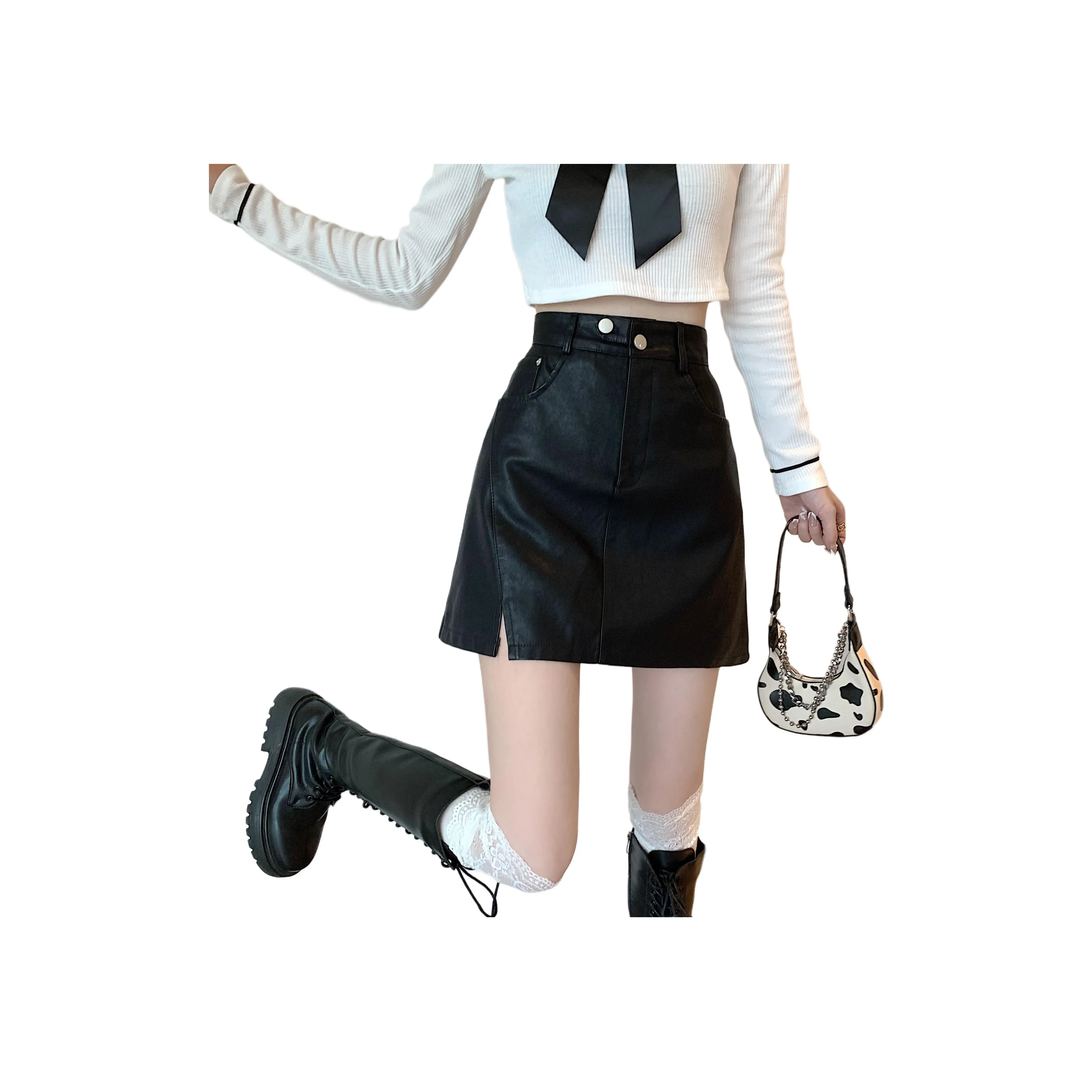 YINLEI Кожаные короткие юбки женские