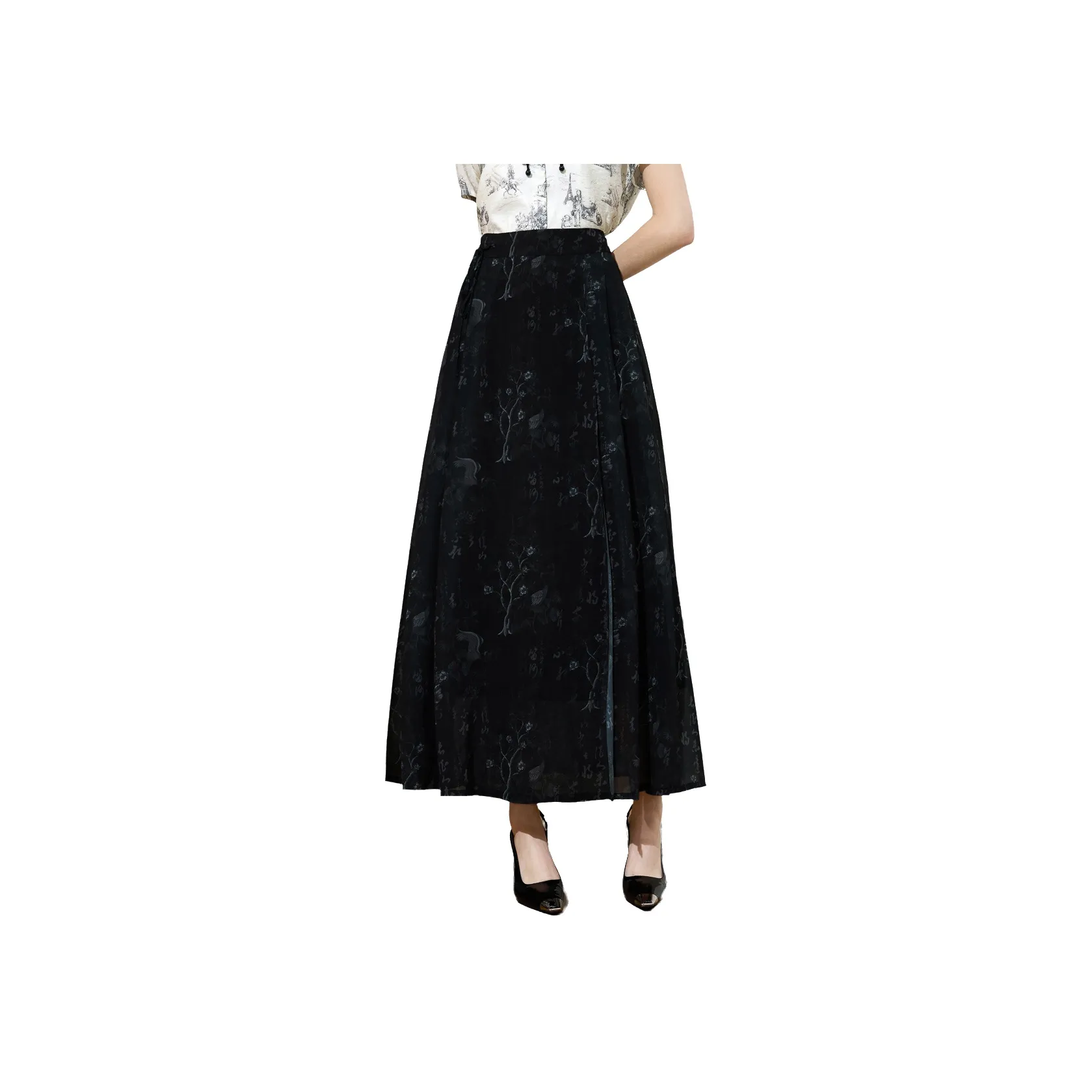 SMEN Повседневная длинная юбка женская черная