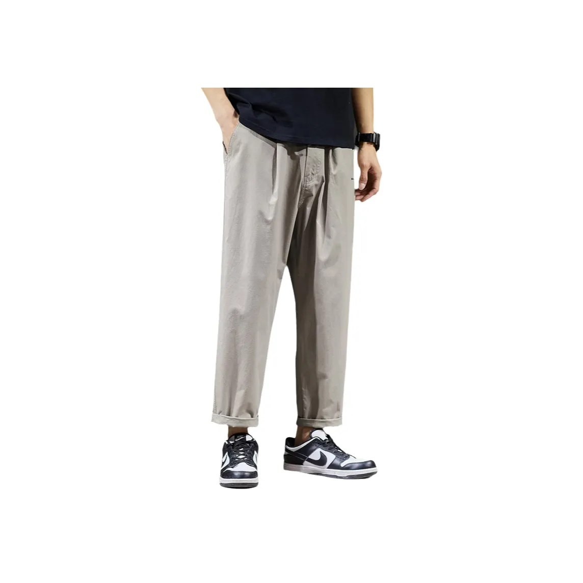 Tonlion Casual Pants Men's Tea Pink Brown