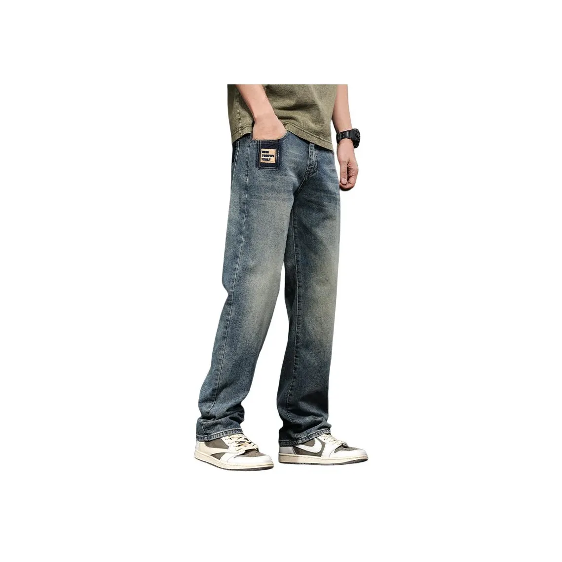 CHAORENBANG Винтажные синие мужские джинсы