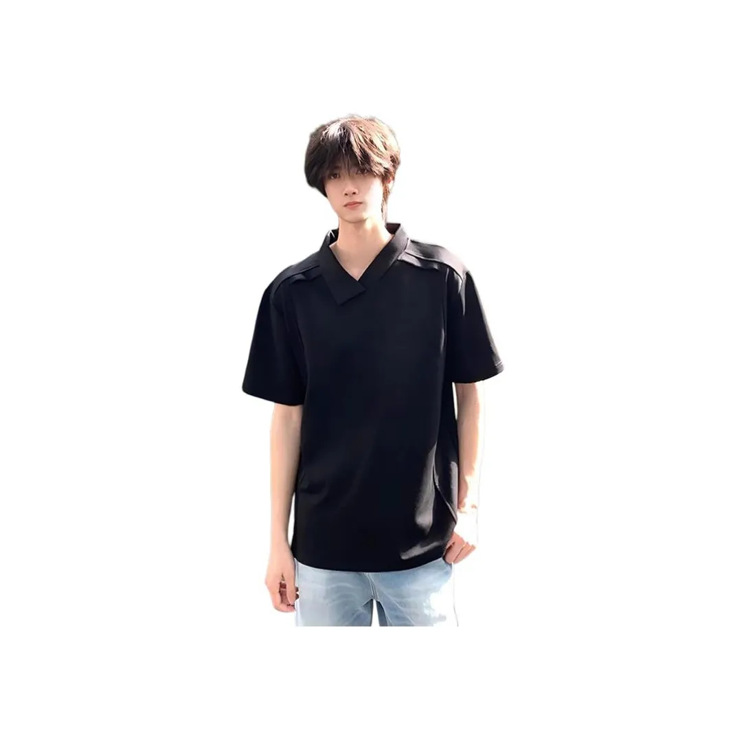 DANJUE Американский дизайн отложной воротник рубашка T премиум-чувство и стильный вид унисекс