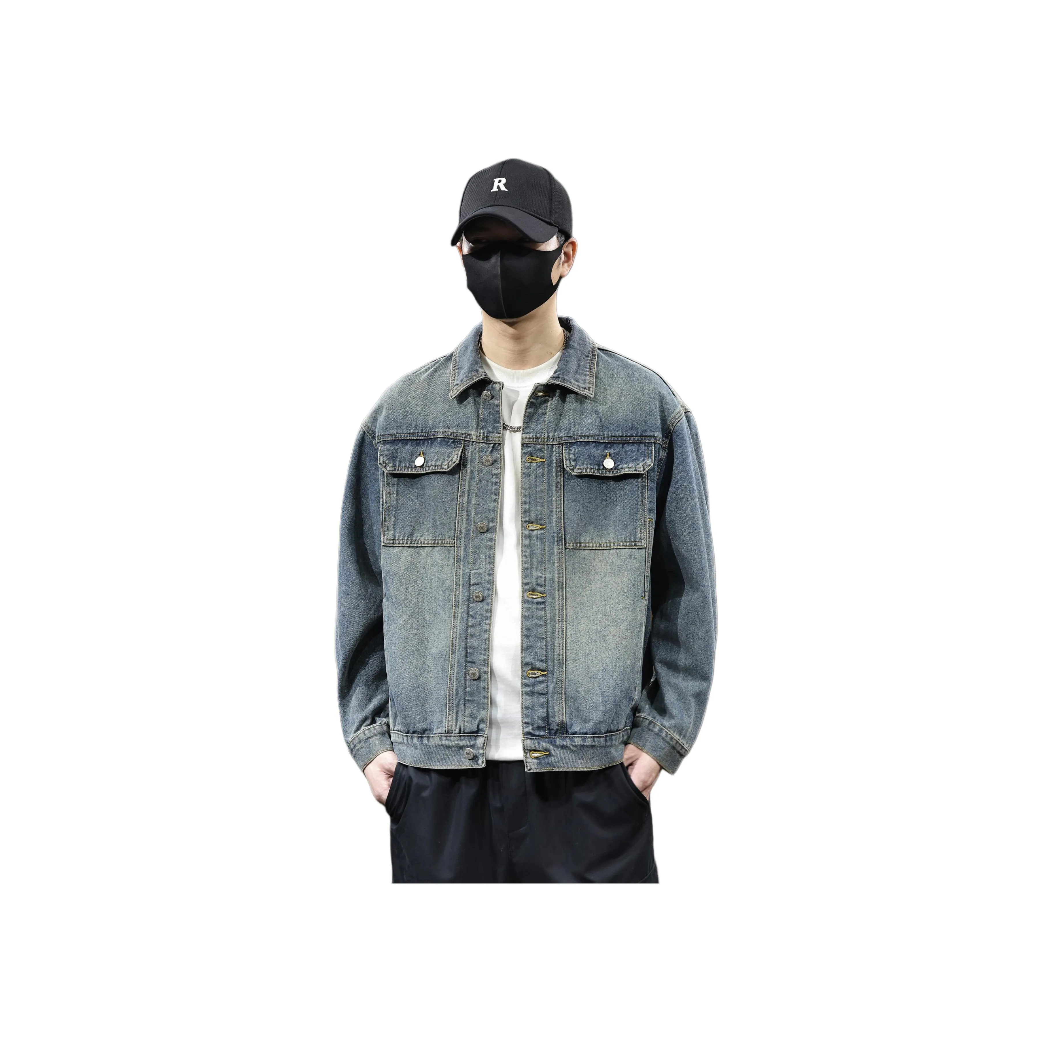 Tonlion Винтажный синий унисекс джинсовые куртки