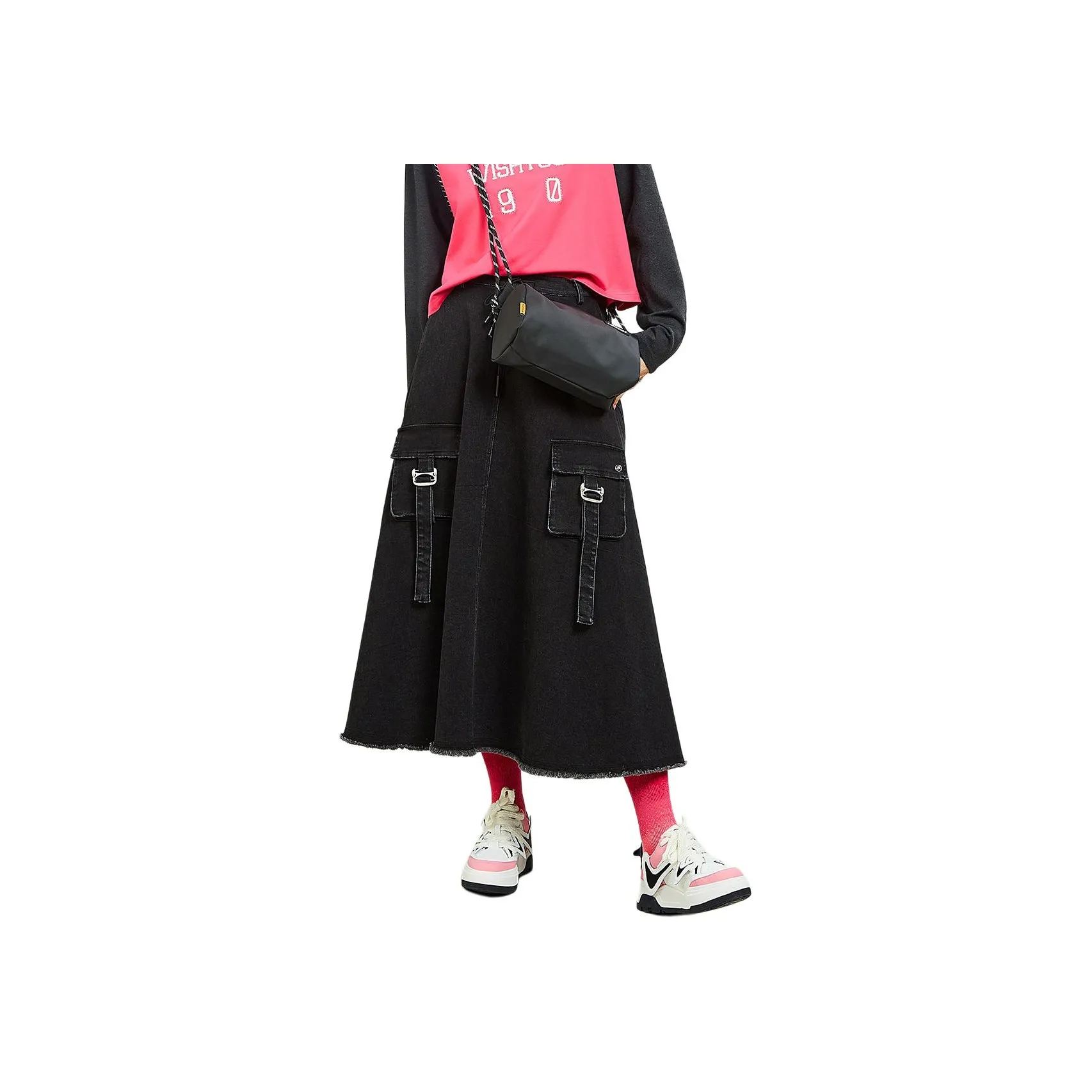 MUGUOGUOMU Denim Long Skirt Women's Black