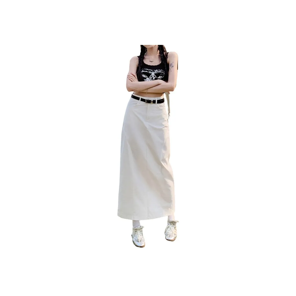 HELEH Denim Long Skirts Women's White