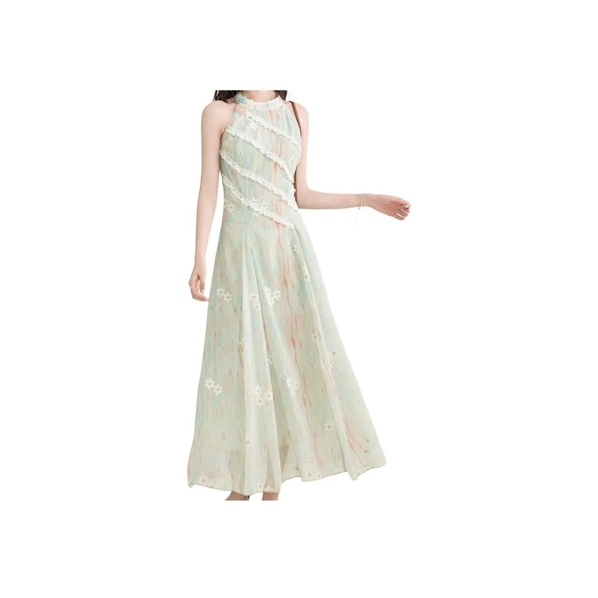 AFGGD Зеленые Женские Платья без рукавов