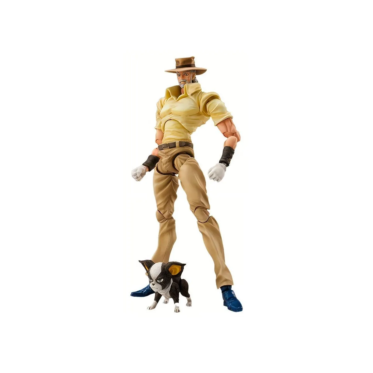 Medicos Super Action Statue JoJo's Bizarre Adventure Part 3 Stardust Crusaders Joseph Joestar And Iggy Chozokado Re-Run Action Figure Yellow