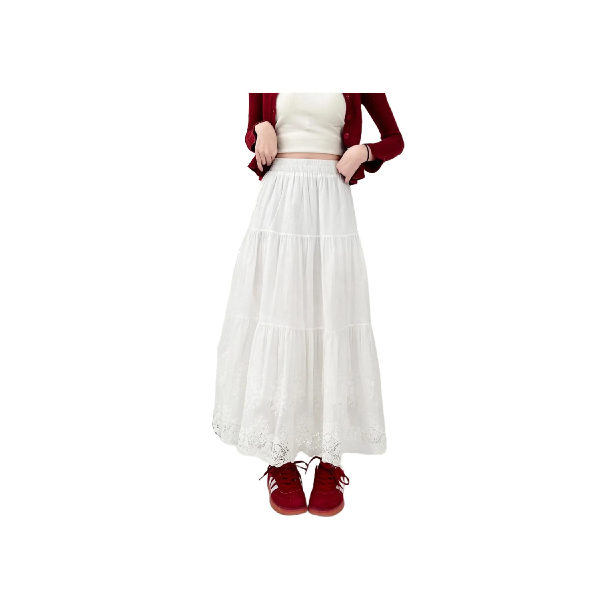 Wbwq Casual Long Skirt Women's White