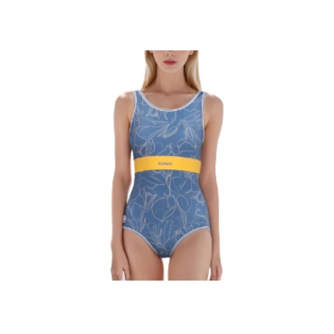 TOSWIM Ван-Пис Купальник Женские Синий Иней Цветочный