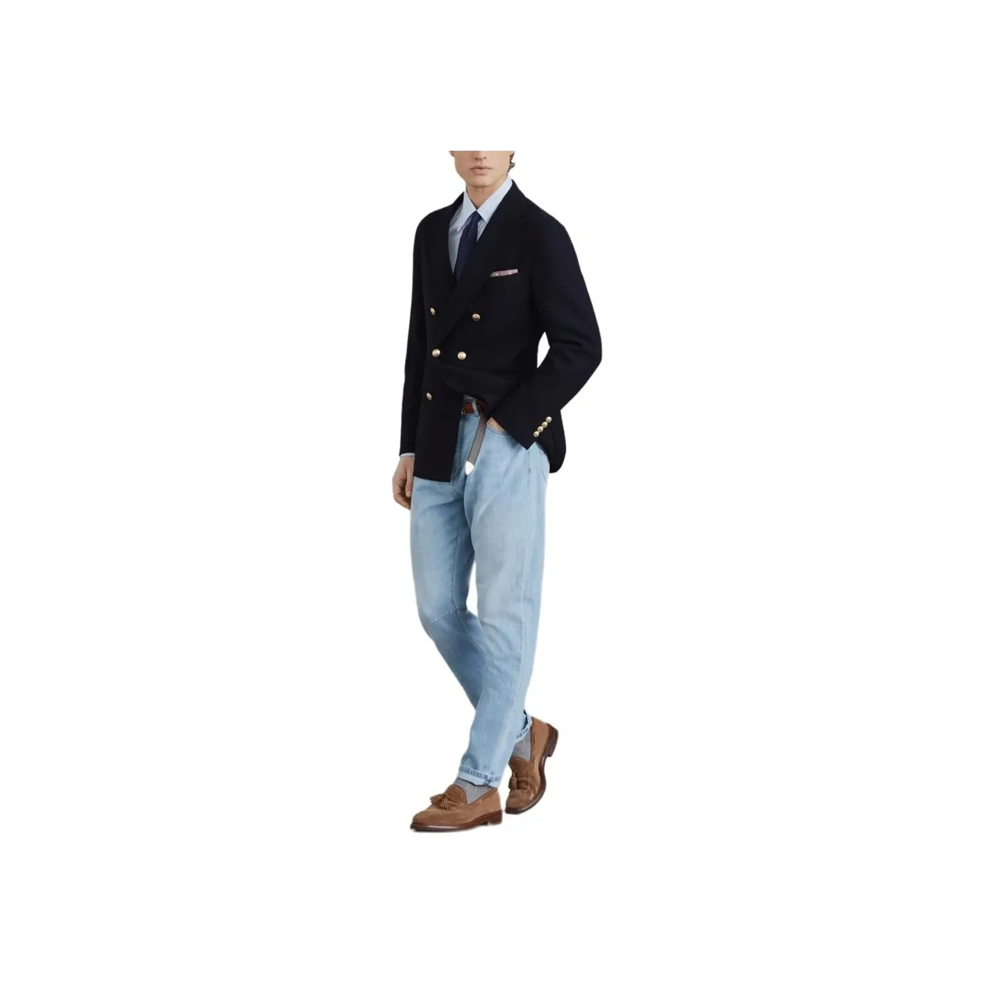 Brunello Cucinelli Double Breasted Straight Hem Blazer
