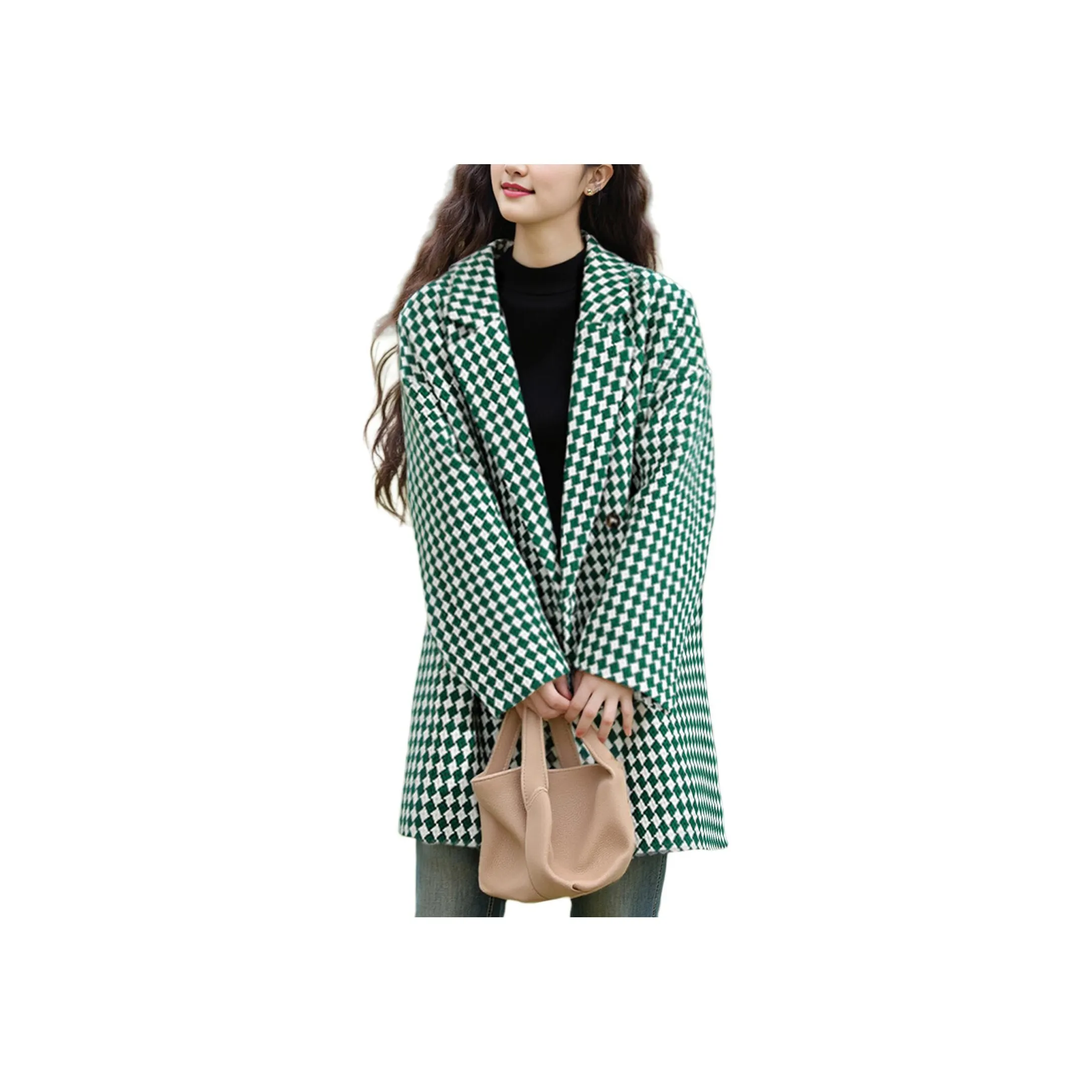 Wbwq Coats Women's Green Plaid