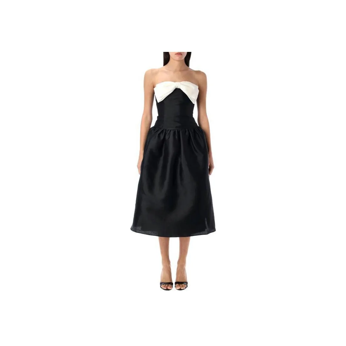 Self portrait Taffeta Contrast bow Midi Dress
