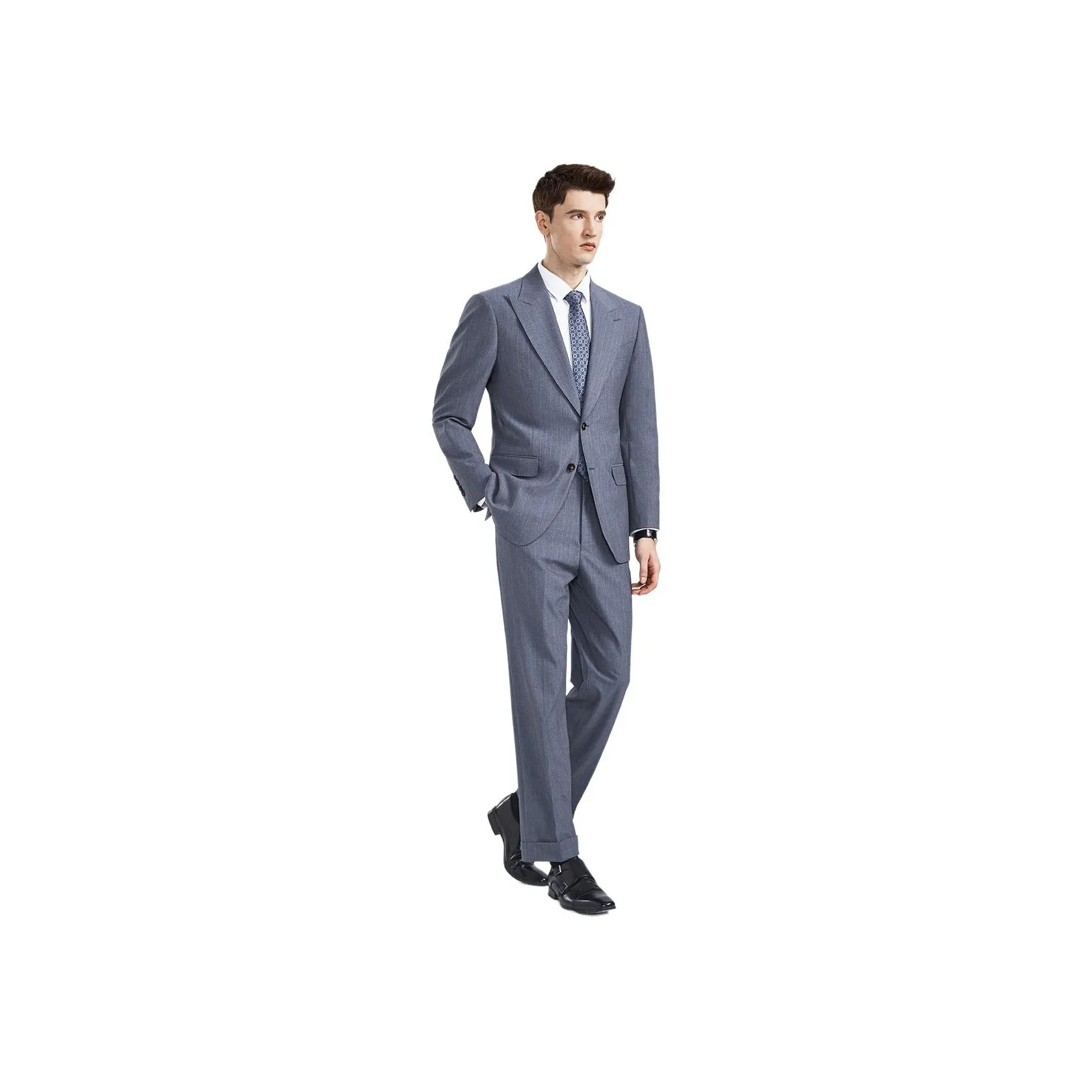 FIRS Business Suit Men's Gray With Blue Stripes