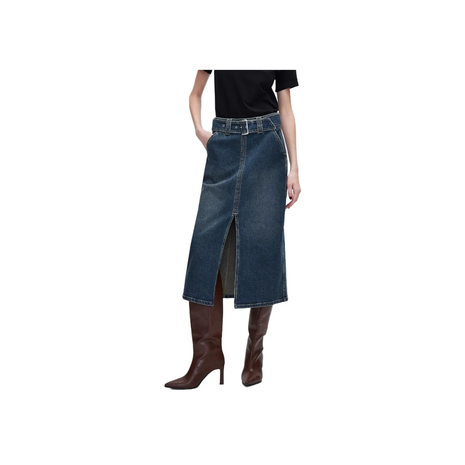 ONLY Denim Long Skirts Women's J34 390 Washed Denim Blue