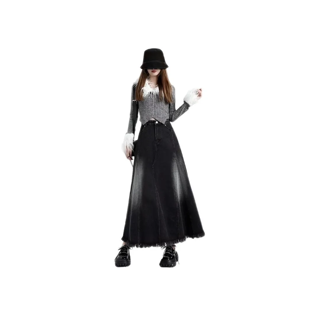 Wooden Rabbit Деним Длинный Юбка Женские