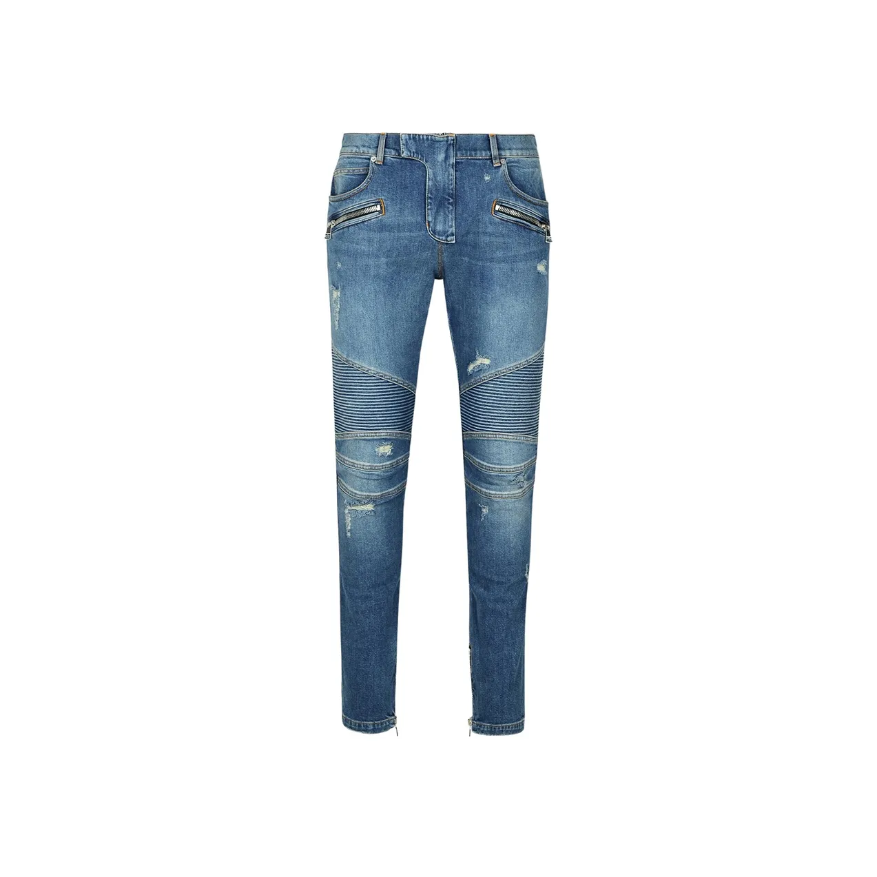 BALMAIN Low Rise Distressed Jeans