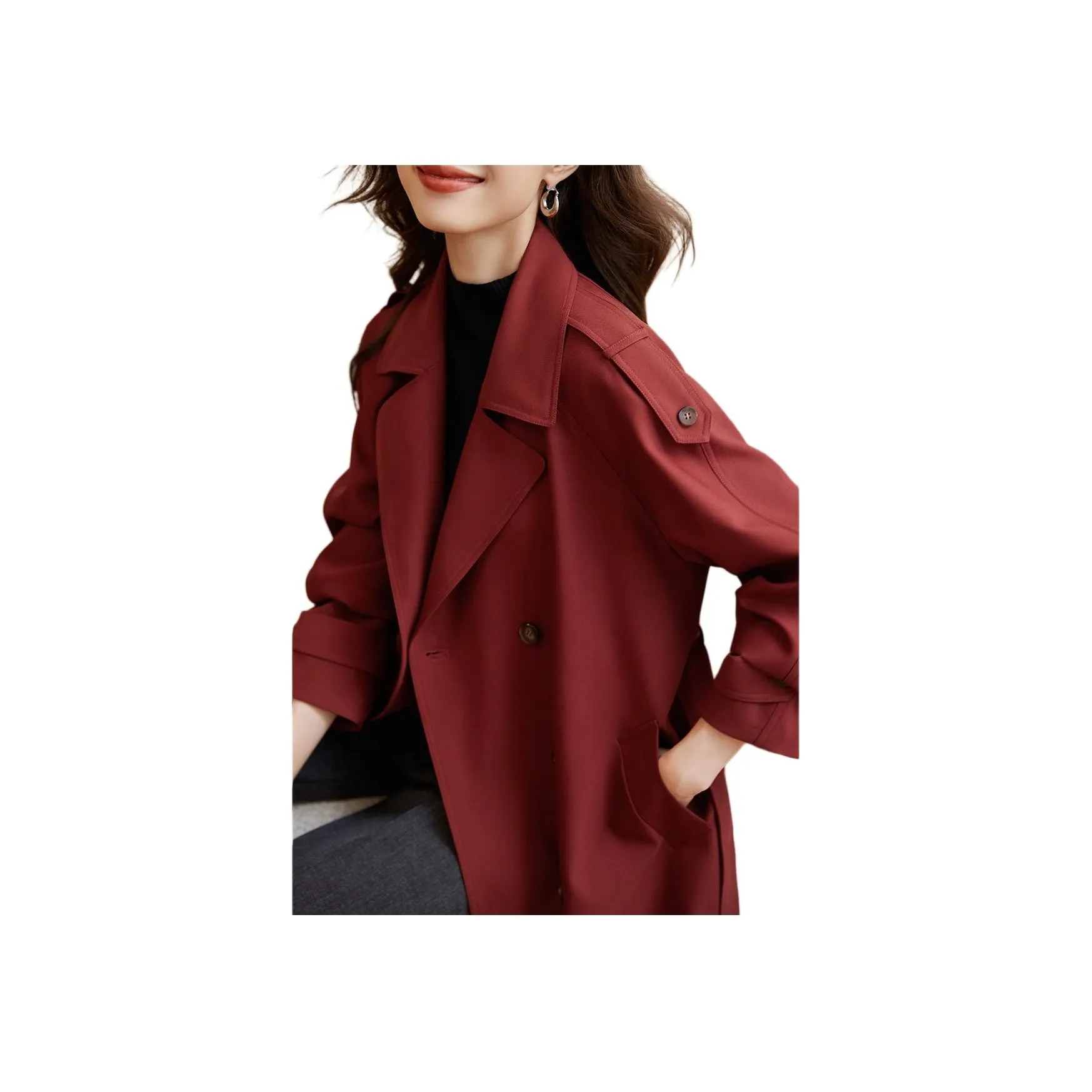 Mo Han Yi Mei Trench Coat Women's Rusty Red