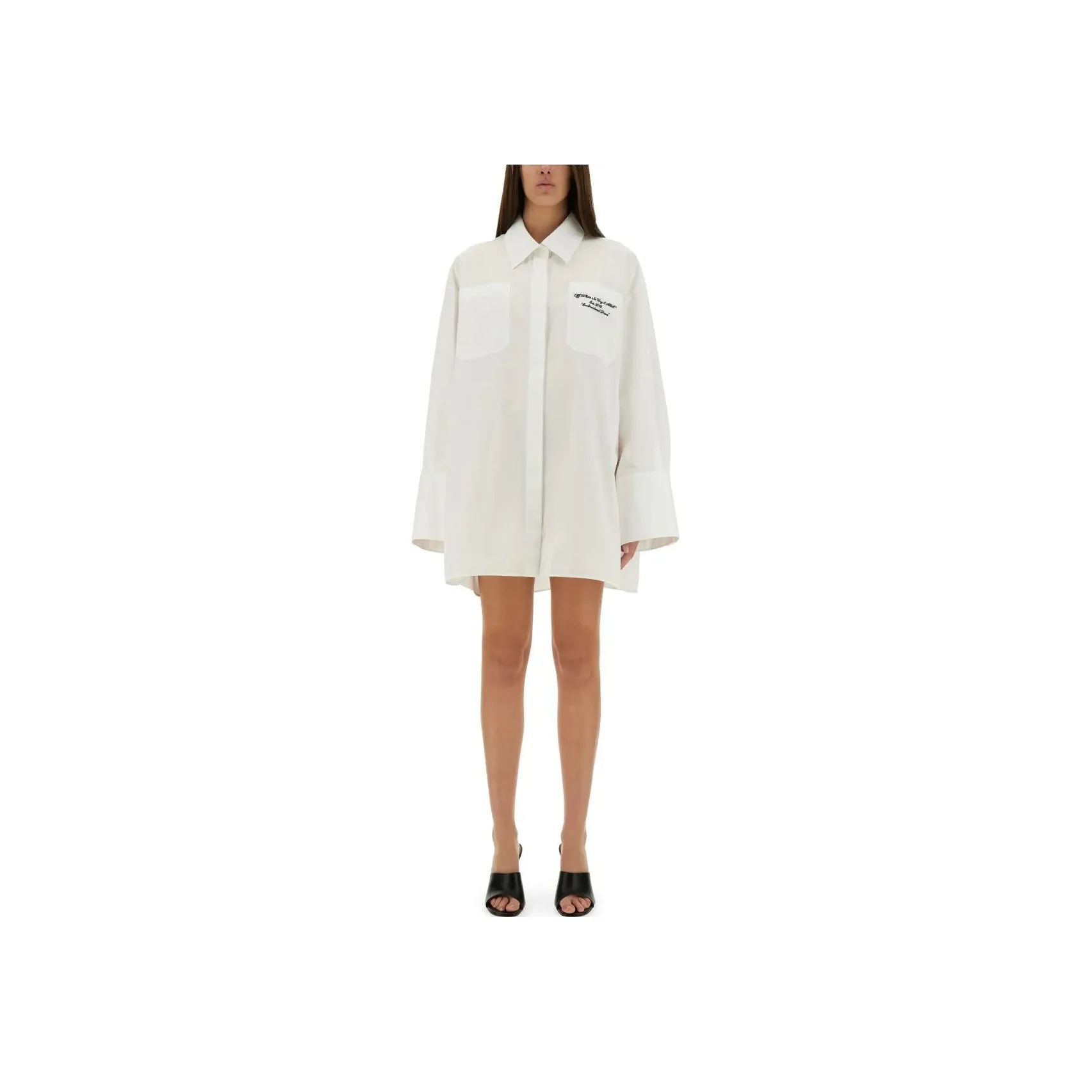 OFF WHITE Embroidered Logo Shirt Dress