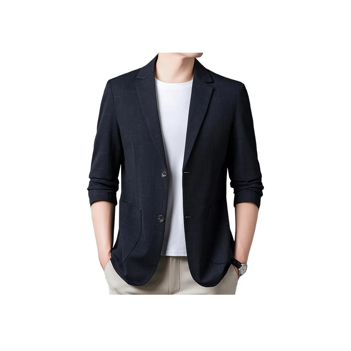 EMINU Темно-синий Синий Мужской Деловой костюм