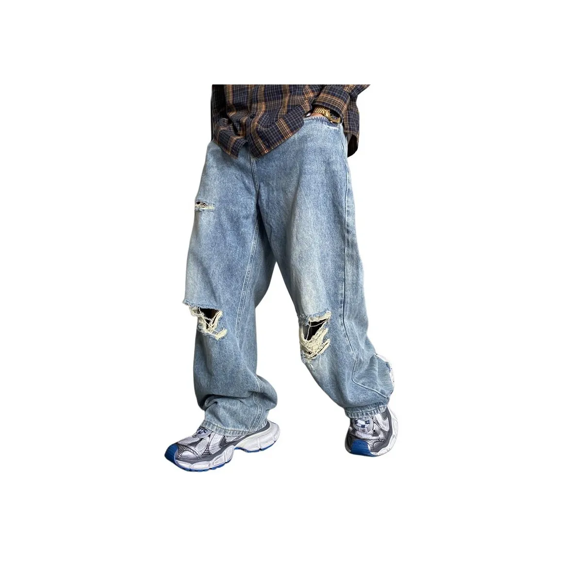 ZHANDASHUAI Промытый цвет Унисекс Джинсы