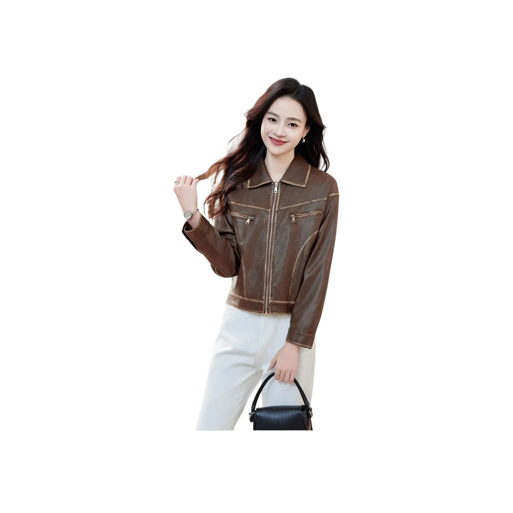Fele.d Leather Jackets Women's
