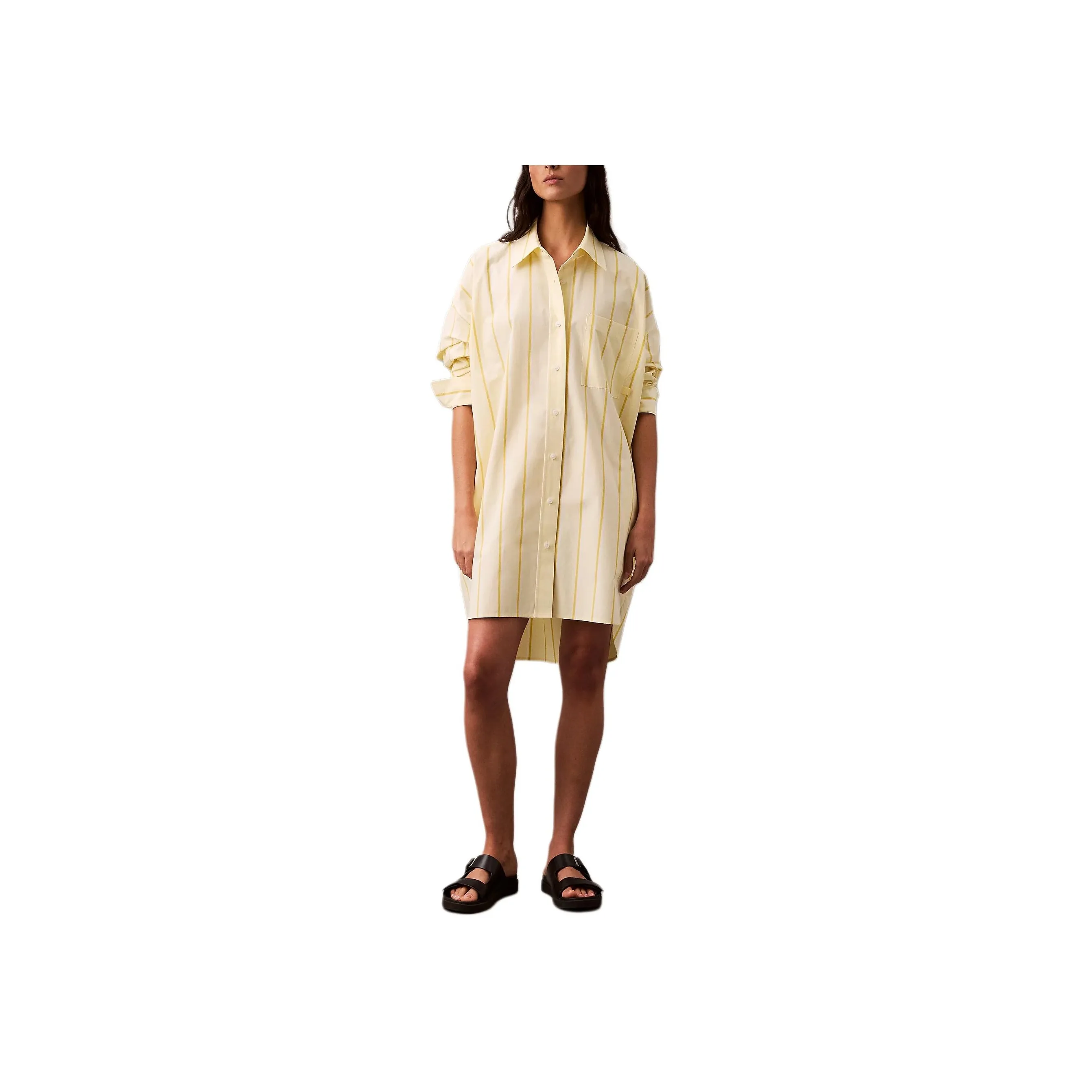CALVIN KLEIN Long Sleeved Dress Europe Version Women's Yellow