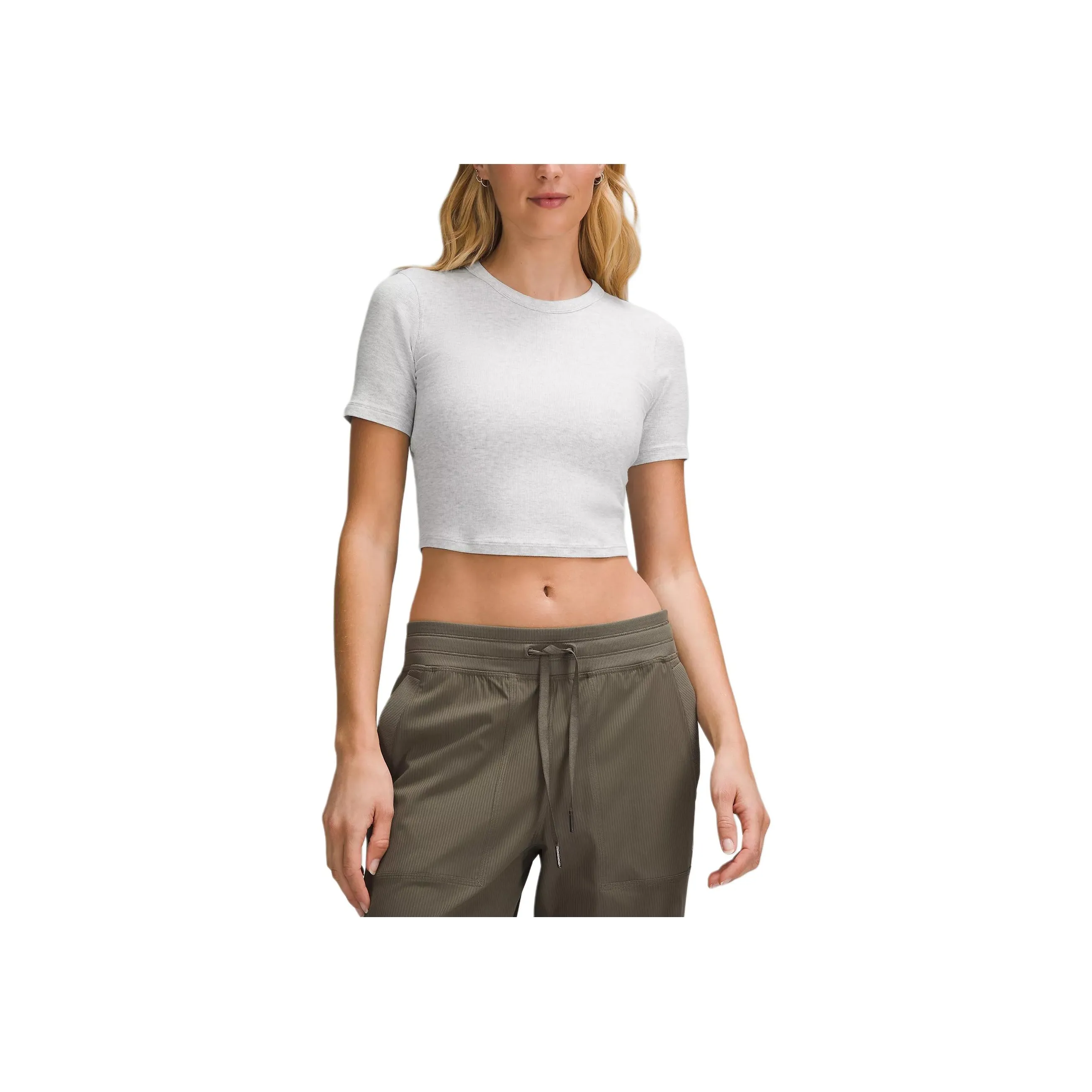 Lululemon Hold Tight Crop Tops Women's Light Gray