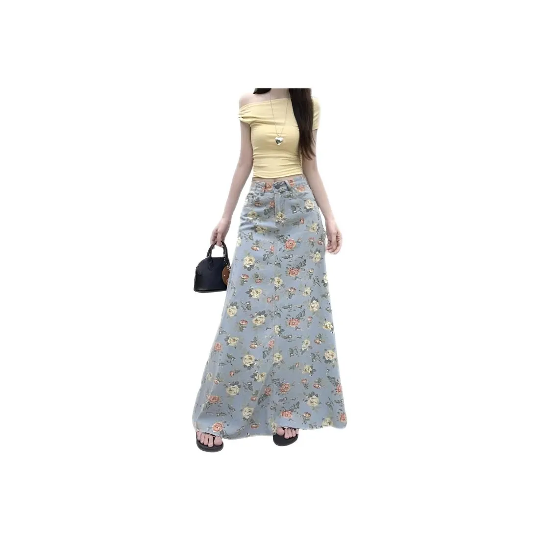 Wooden Rabbit Деним Длинный Юбка Женские