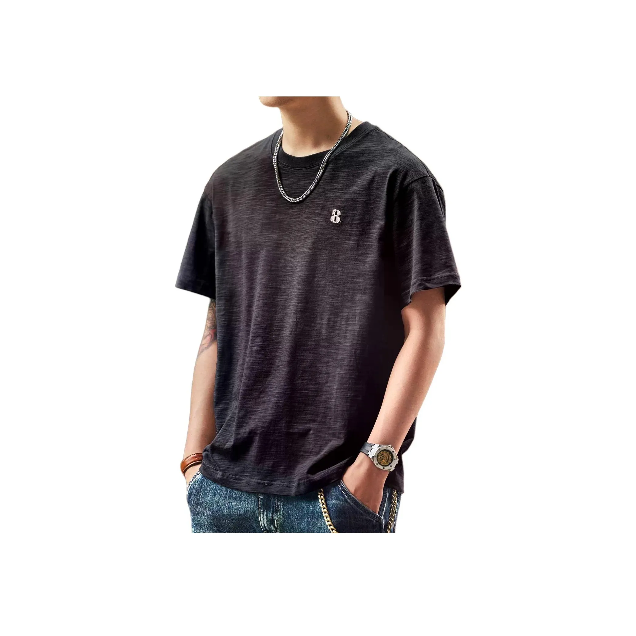 GELANLU Летняя футболка свободный крой унисекс