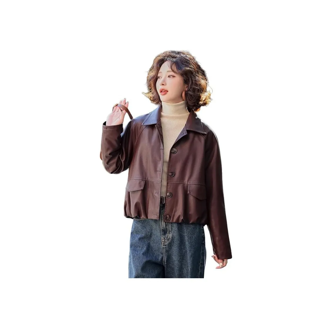 Yi Mengyuan Leather Jacket Coat Women's