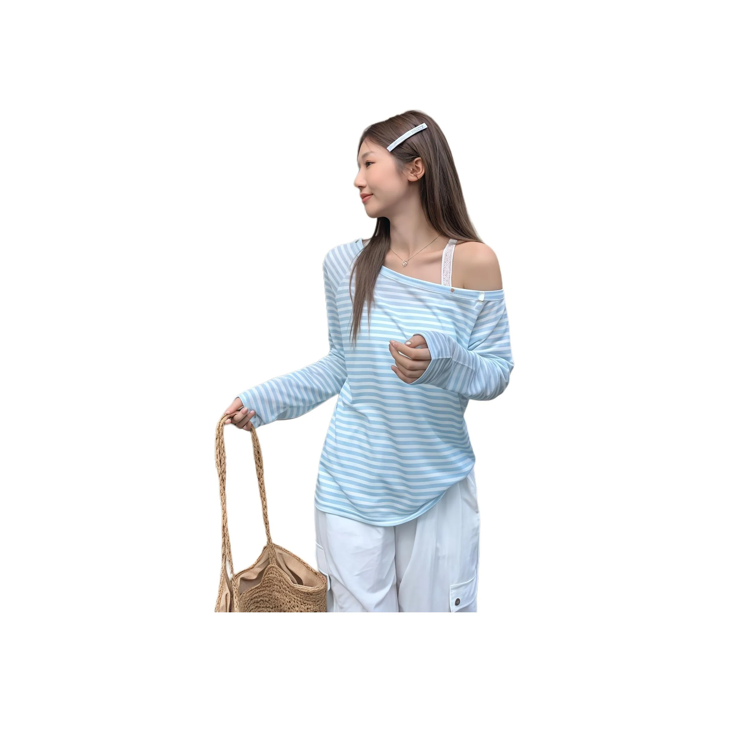 GORGEOUSIDEA Полосатая длинная рубашка с длинными рукавами, женская футболка