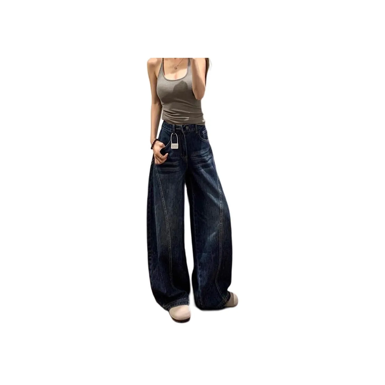 UOOHE Винтажные синие женские джинсы