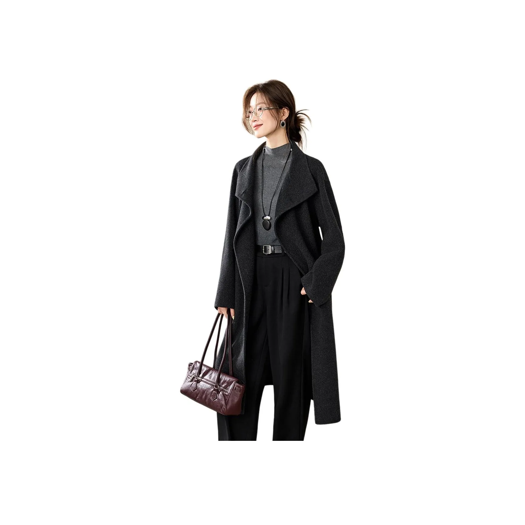 MOHANYIMEI Темно-серый велюр женское пальто