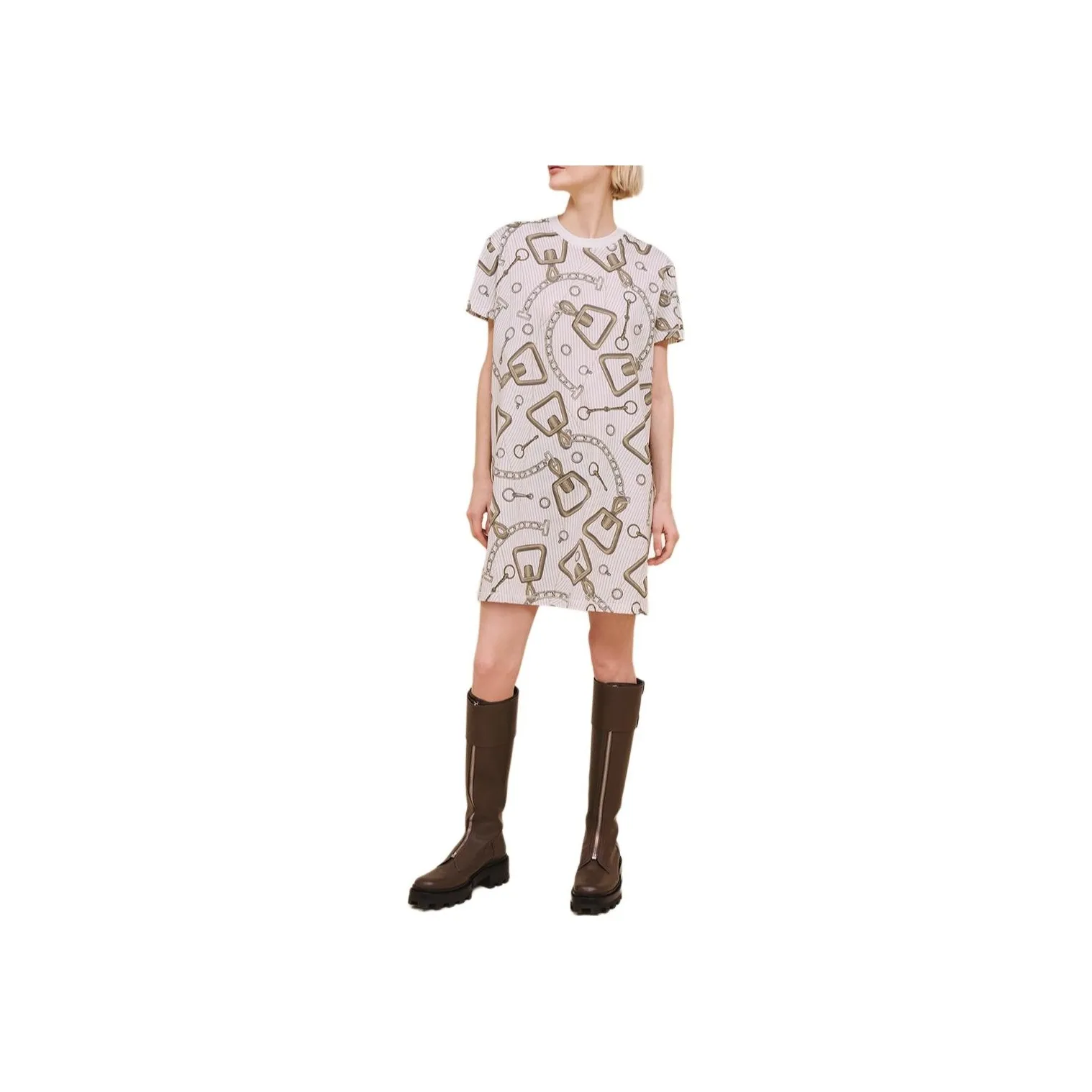 HERMES Short Sleeved Dress Women's Natural White