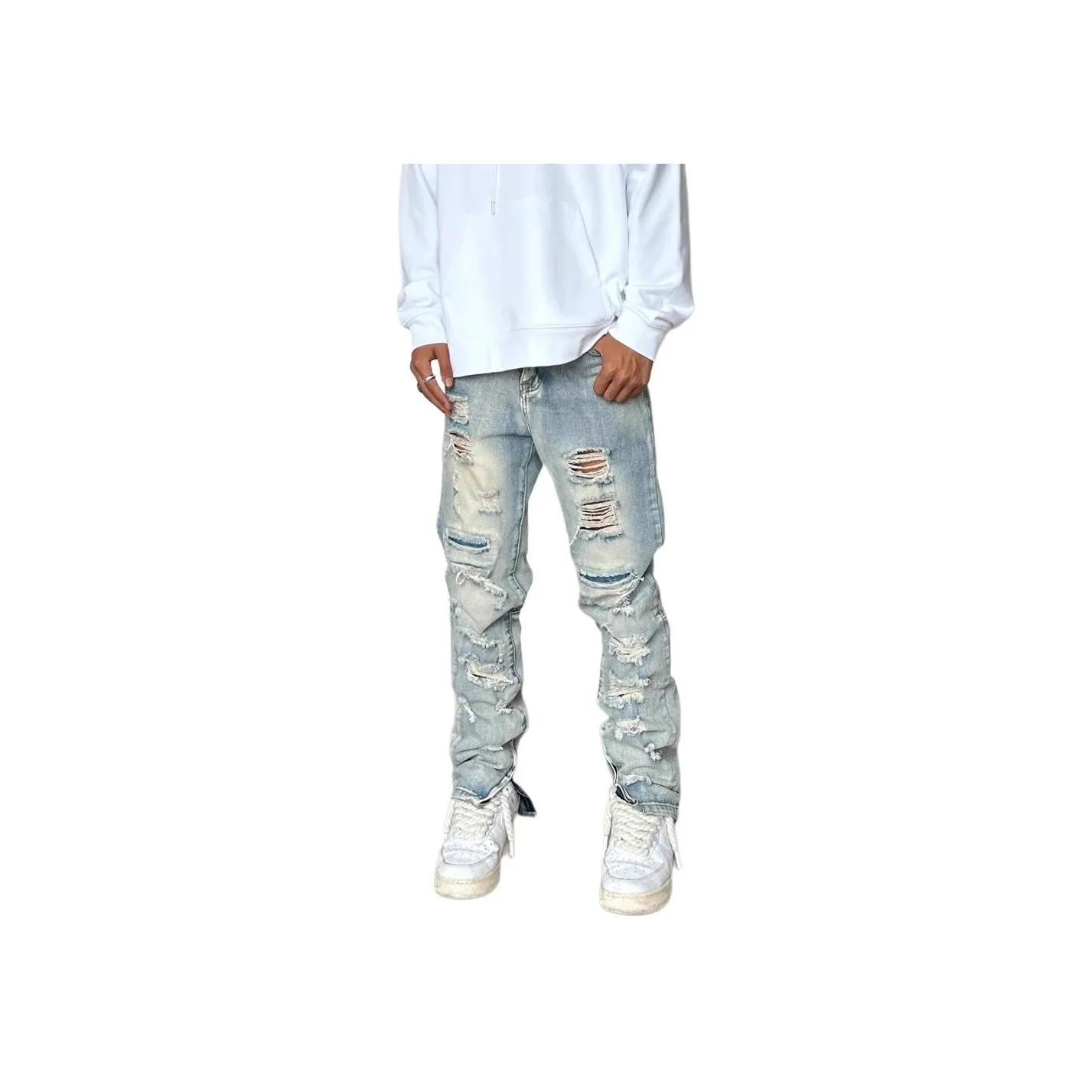 UOOHE Винтажные синие унисекс джинсы