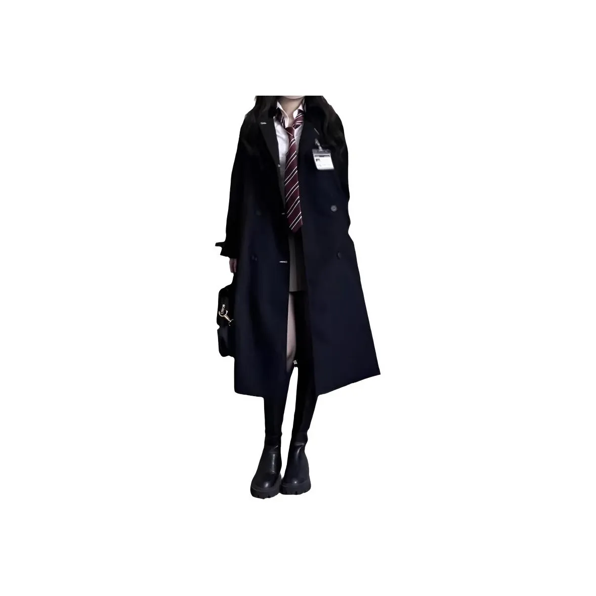 Princess Berdele Черный тренч + значок на груди + женское пальто