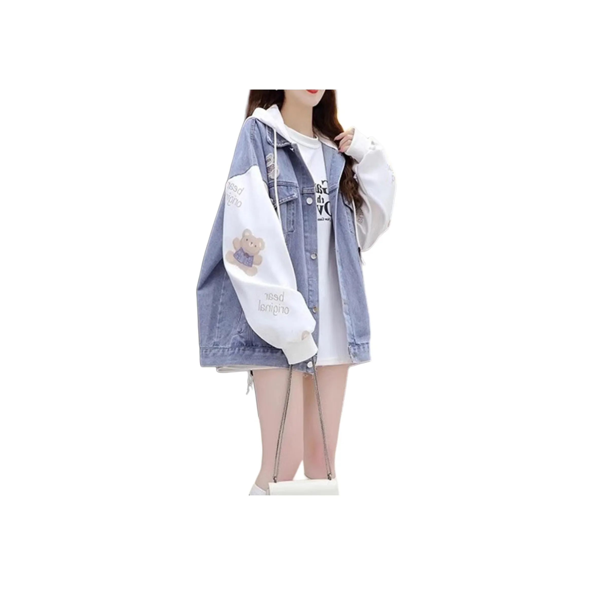 MUQINGQING Синий деним с капюшоном пальто женские свитшоты