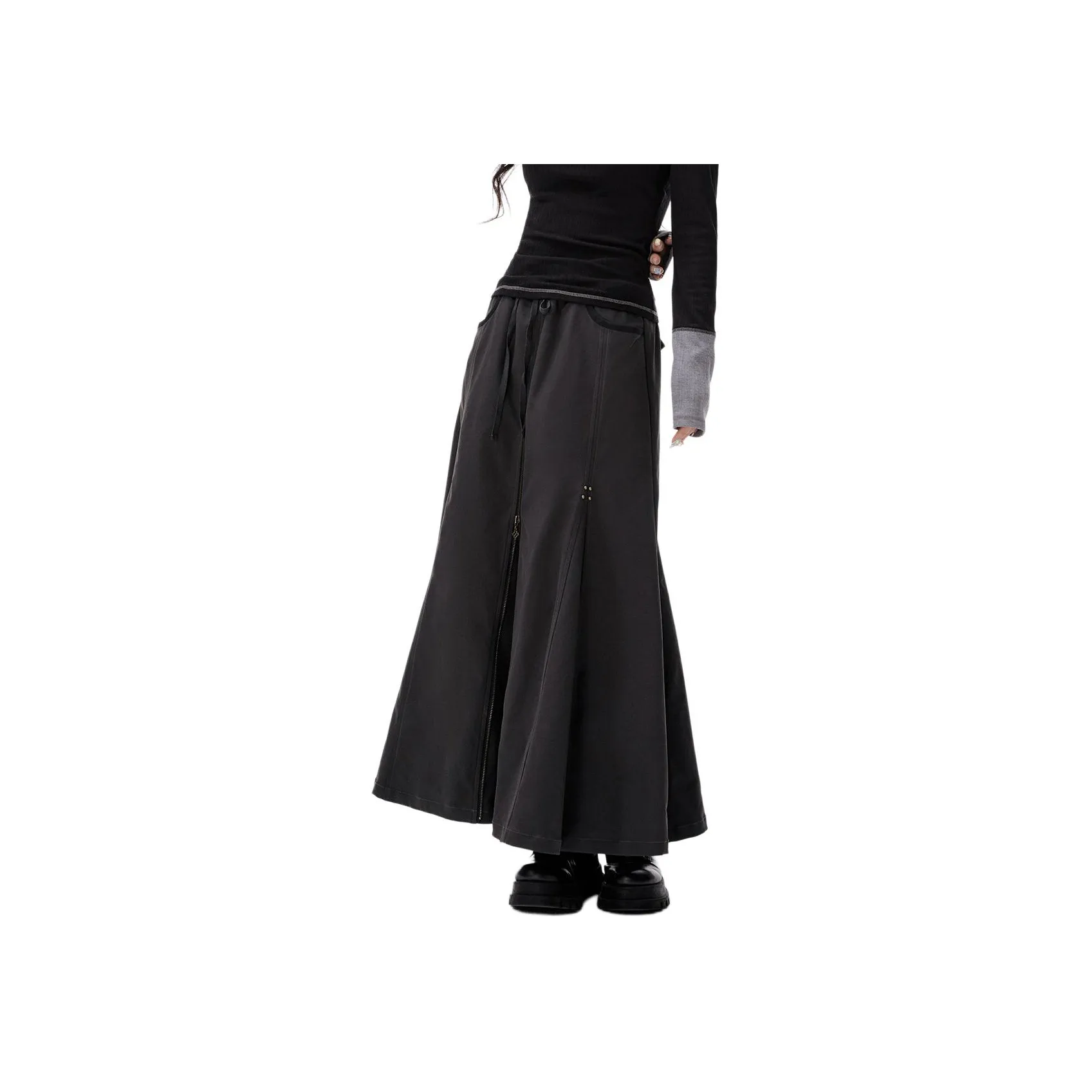 I'M ONE Повседневный Длинный Юбка Женская Средне-Серый