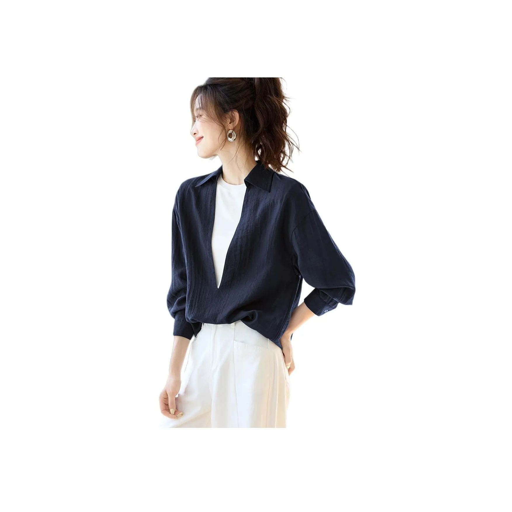 MOHANYIMEI Темно-синие женские рубашки