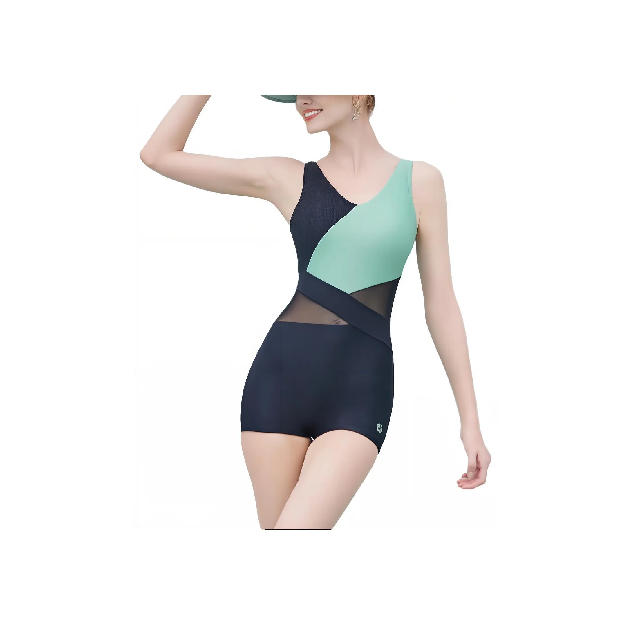 ZOKE One piece Swimsuit Women's Black Gray Green Embossed