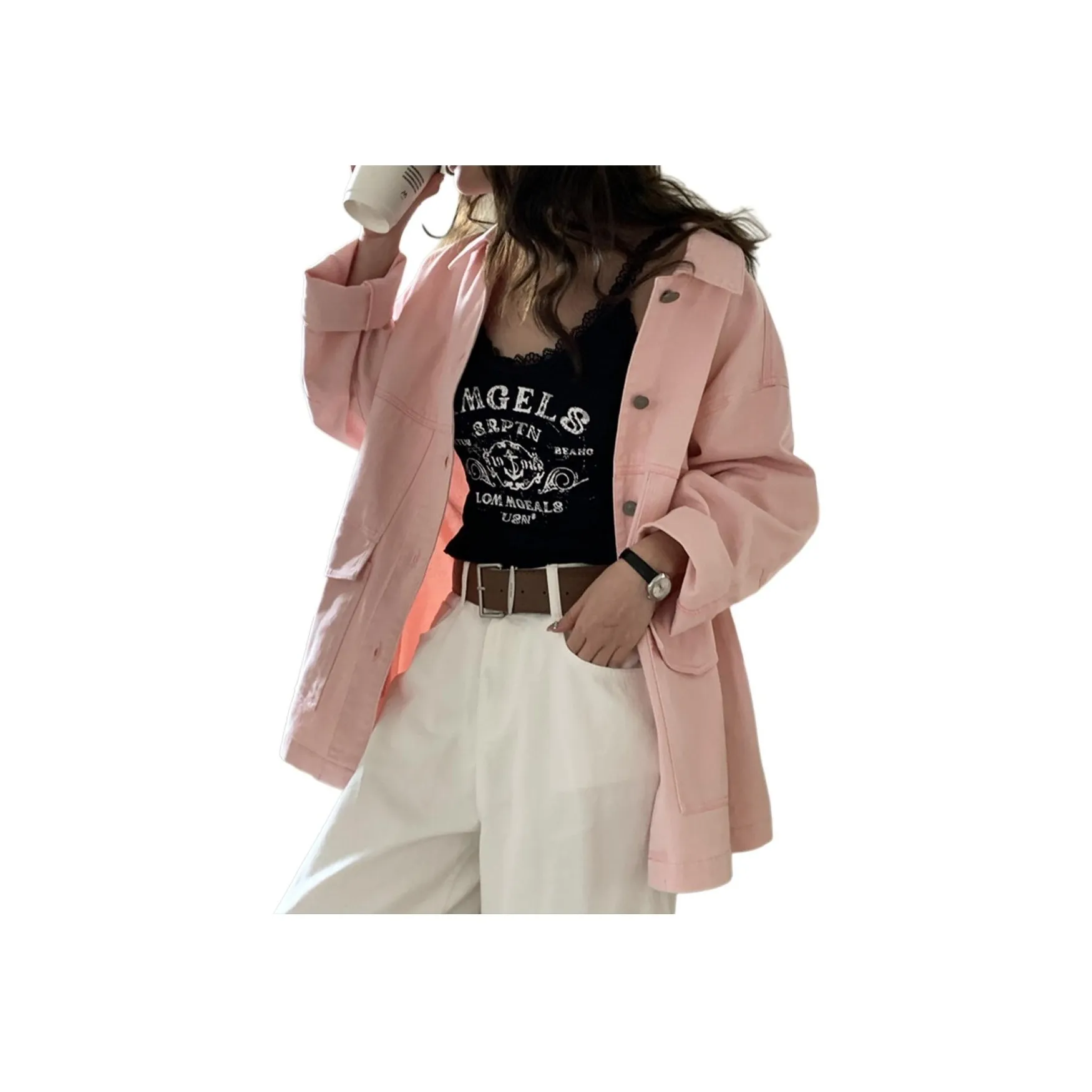 NANING9 Розовый Женские Рубашки