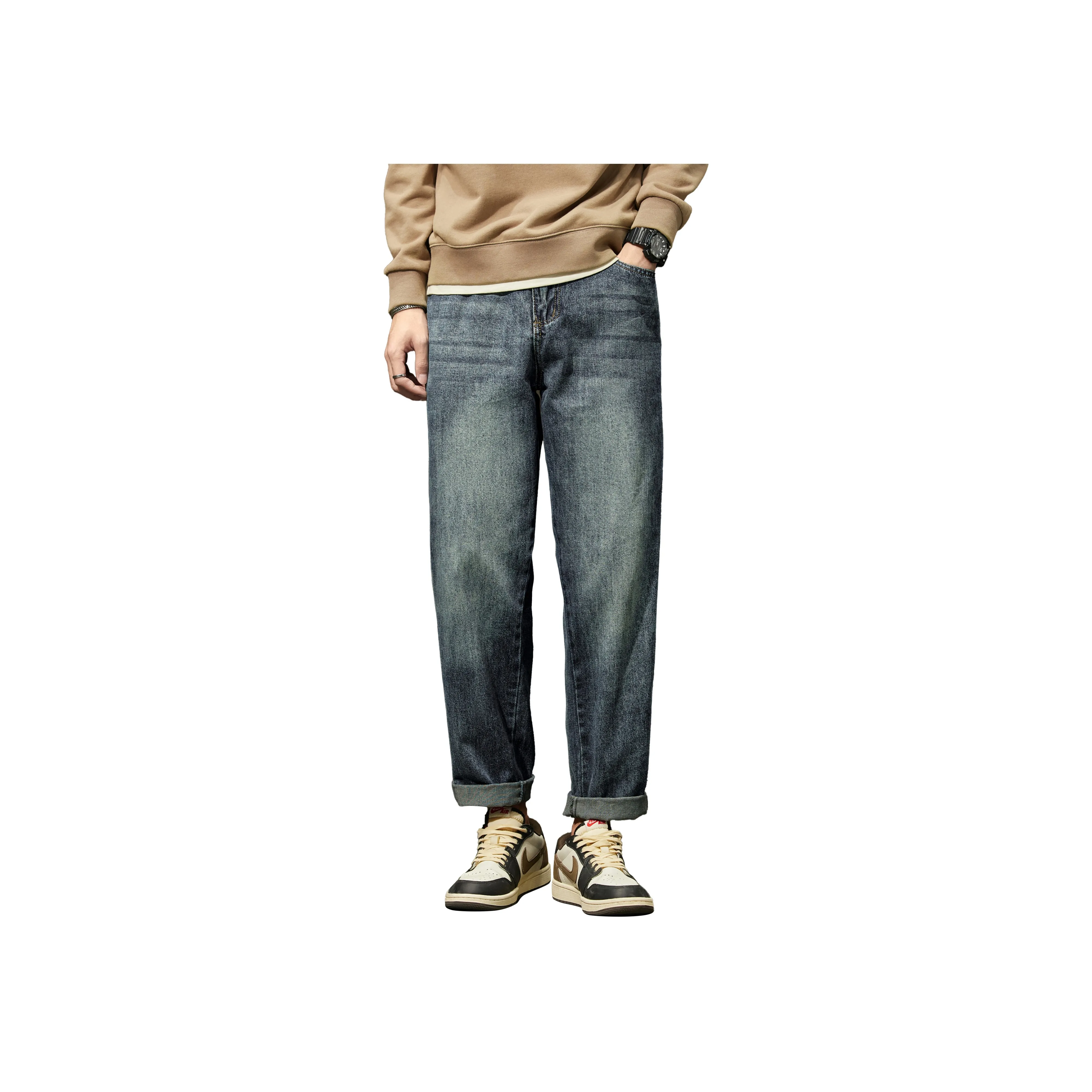 KM Ностальгический синий унисекс джинсы