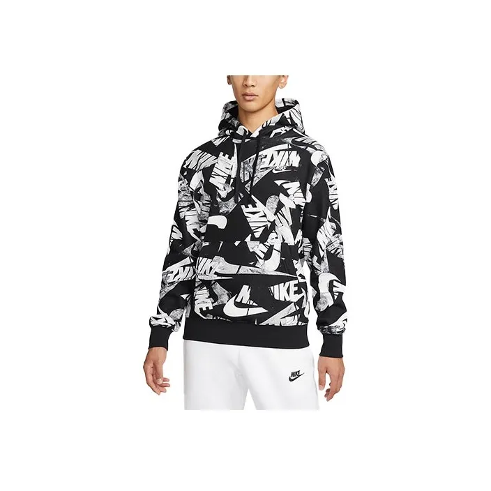 Nike Alphabet Logo Full Print Hoodie Black