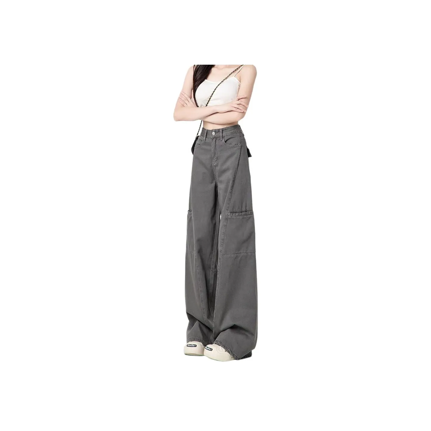 TLONELY1 Jeans Women's Gray Enhances Height And Slimness