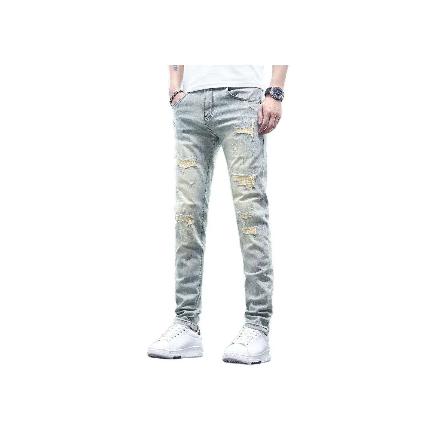 JIKENDI Светло-синие джинсы Ankle, мужские