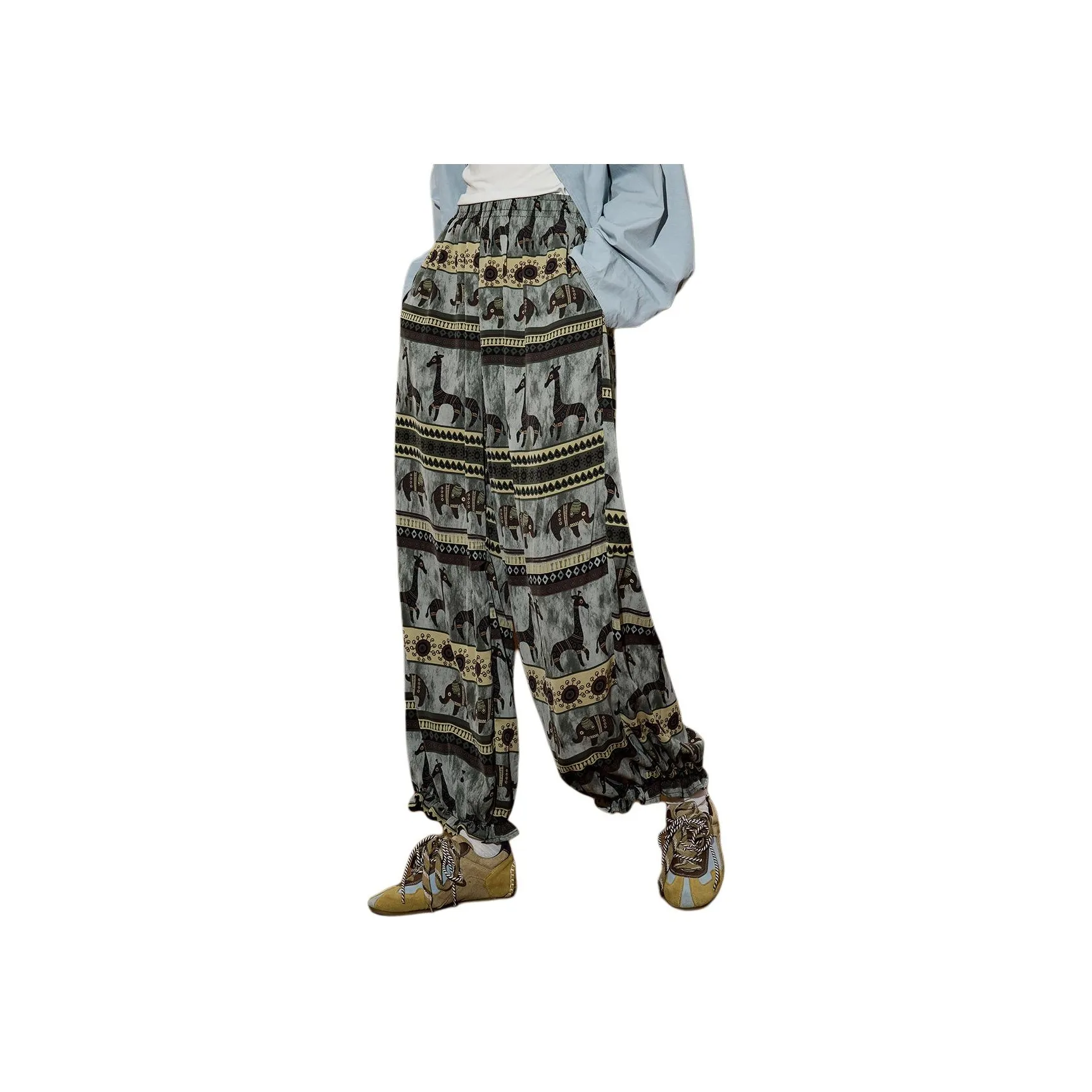 Coolhut Серый Зеленый Женские Повседневные Штаны