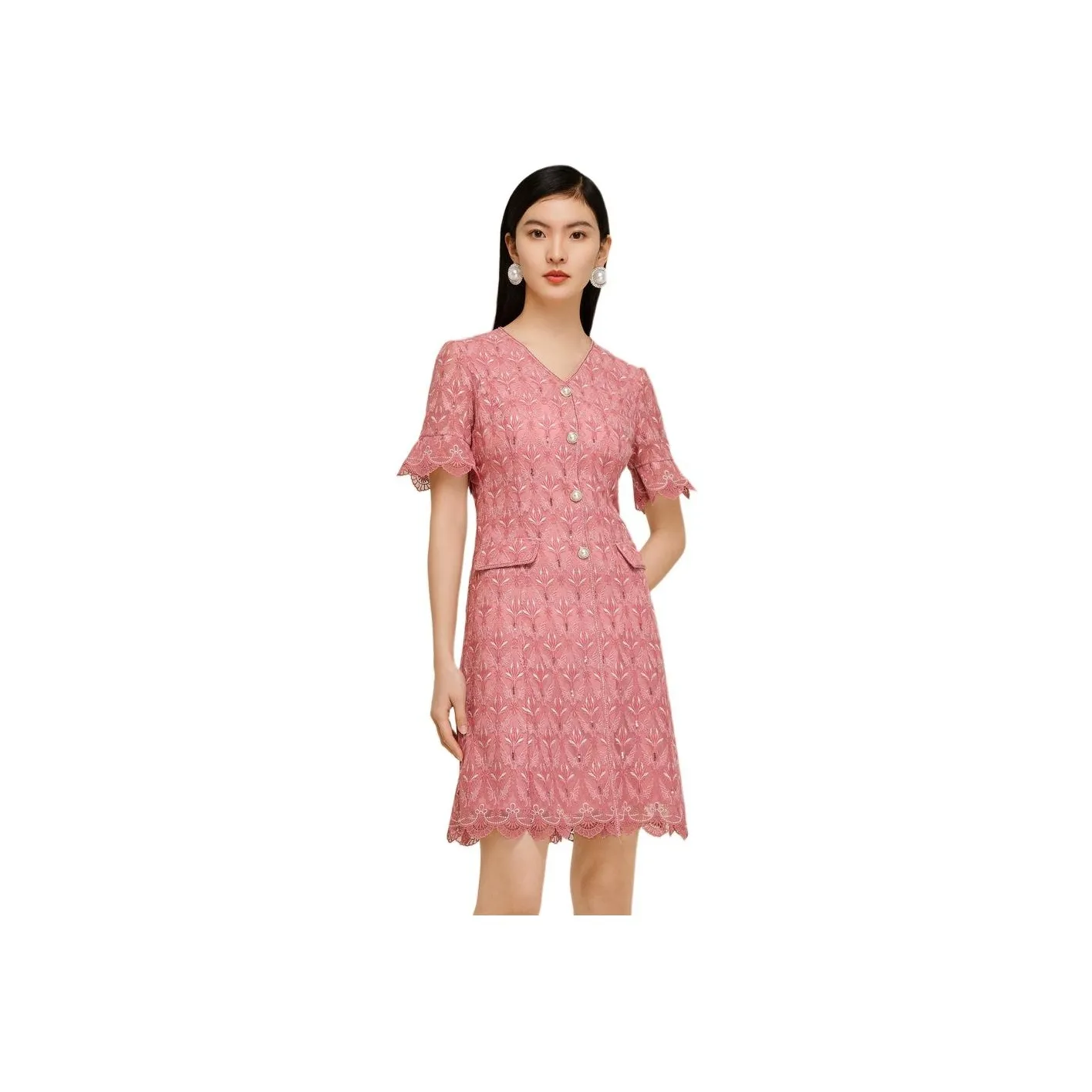JZ. ANNAKRO Short Sleeved Dress Women's Blossom Pink Red