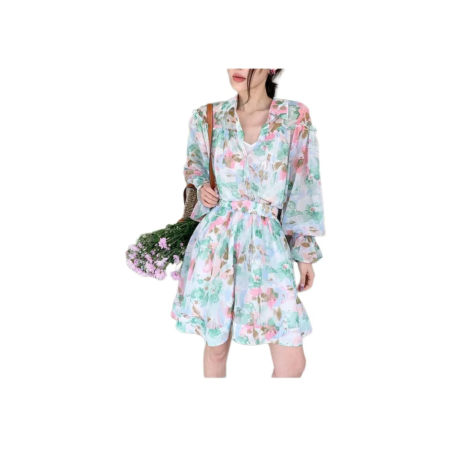 NANING 9 Цветочный Женские Повседневные Костюмы